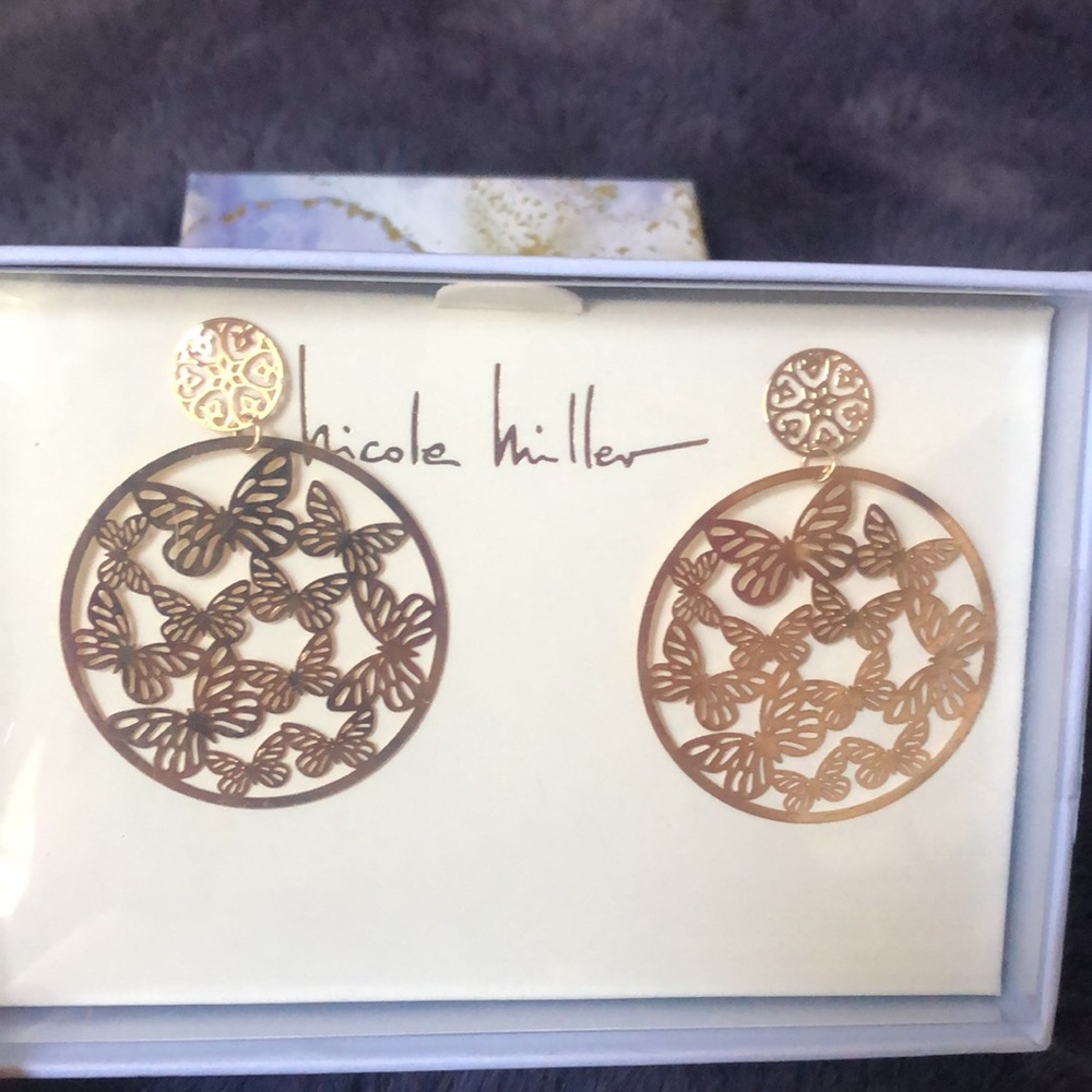 3 for $10 Sale - Gold toned butterfly filigree earrings